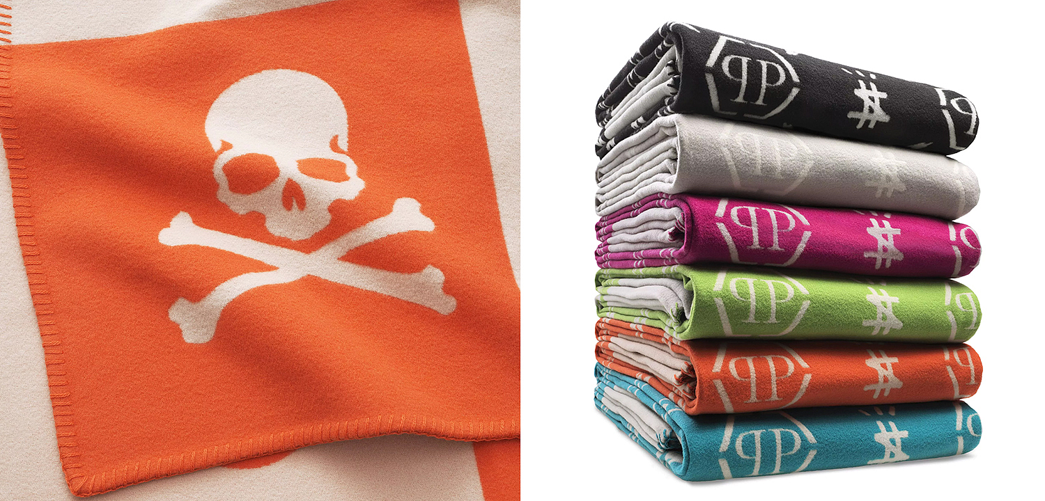 Плед Philipp Plein Plaid Cashmere Skull Orange Плед Philipp Plein Plaid Cashmere Skull Orange - Loft-Concept в Саратове