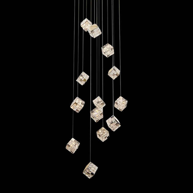 Люстра каскадная с мозаичным хрустальным оформлением Sparks of Crystal Прозрачный Хром Золотой Люстра каскадная с мозаичным хрустальным оформлением Sparks of Crystal Прозрачный Хром Золотой в Саратове | Loft Concept