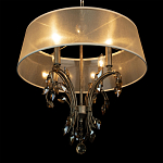 Люстра подвесная круглая с тканевым полупрозрачным абажуром и подвесками 4 лампы Gilded Elegance варинант исполнения - 5 | Loft Concept в Саратове