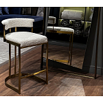 Стул барный букле бежевый с каркасом цвета матовое золото Tactility варинант исполнения - 5 | Loft Concept в Саратове