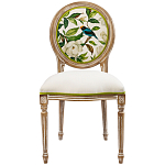 Стул бежевый из натурального бука с изображением птиц и цветов Blooming White Magnolias варинант исполнения - 1 | Loft Concept в Саратове