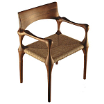 Стул из Ореха с плетеным сидением Kronos Dining Chair Brown варинант исполнения - 1 | Loft Concept в Саратове