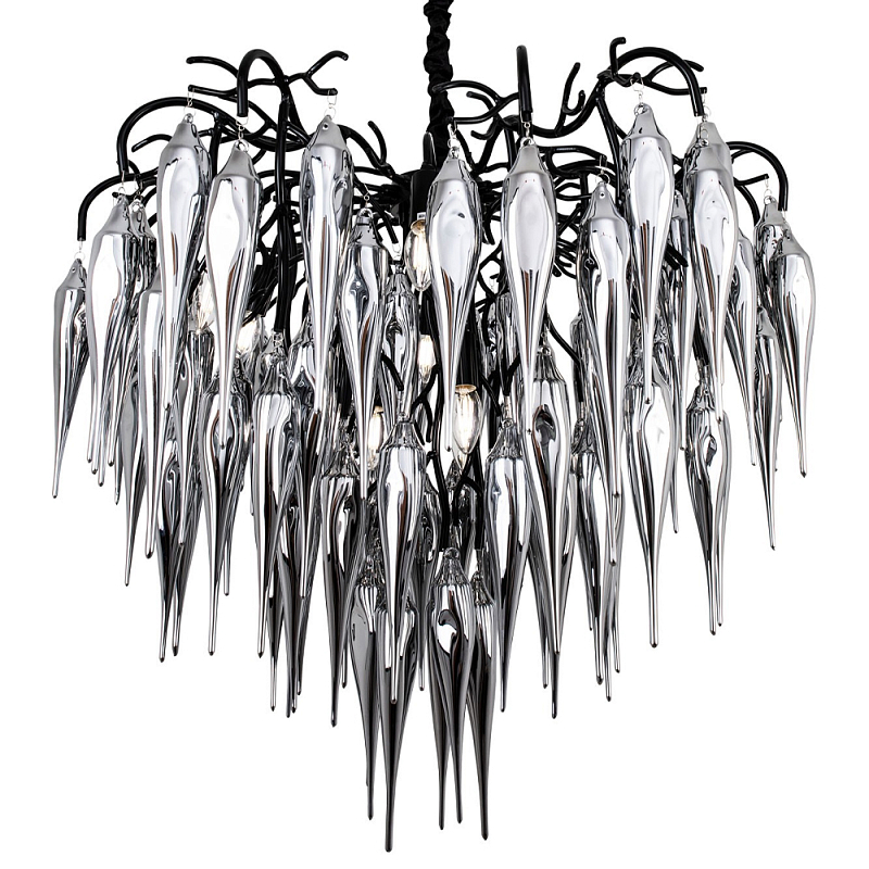 Люстра со стеклянными подвесками дымчатого цвета Ambre Glass Chandelier 80 Черный Серебряный Дымчатый (Smoke) Люстра со стеклянными подвесками дымчатого цвета Ambre Glass Chandelier 80 Черный Серебряный Дымчатый (Smoke) в Саратове | Loft Concept