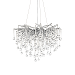 Люстра подвесная с прозрачными стеклянными подвесками в форме капель Диаметр 60 см Droplet Chandelier варинант исполнения - 14 | Loft Concept в Саратове