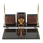 Настольный письменный набор из камня лемезит с гербом России Royal Accessory варинант исполнения - 1 | Loft Concept в Саратове