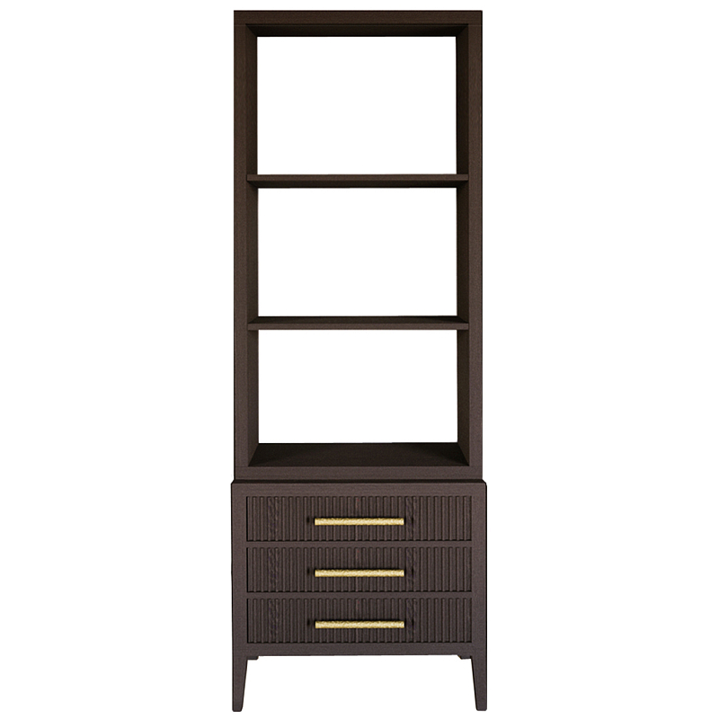 Этажерка Primo с ящиками шпон Темный орех Темный дуб Золотой в Саратове | Loft Concept 