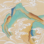 Обои ручная роспись Matsushima Waves Kano on Edo Straw India tea paper варинант исполнения - 1 | Loft Concept в Саратове