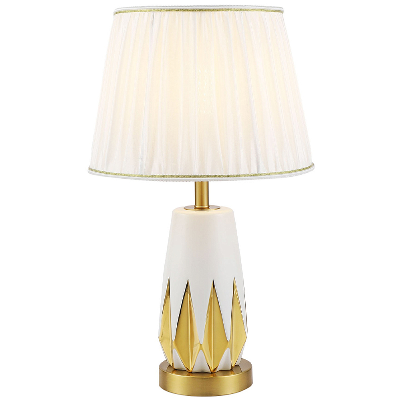 Настольная лампа с абажуром Femia White Gold Table Lamp Белый Золотой Настольная лампа с абажуром Femia White Gold Table Lamp Белый Золотой в Саратове | Loft Concept