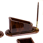 Настольный письменный набор с часами из природного камня обсидиана  Contract Extended варинант исполнения - 4 | Loft Concept в Саратове