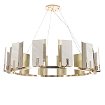 Люстра подвесная круглая с прямоугольными мраморными и золотистыми панелями на металлическом каркасе Диаметр 118 см Marble square Chandelier варинант исполнения - 1 | Loft Concept в Саратове