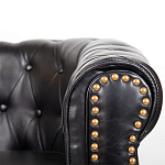 Кресло кожаное с мягкими подлокотниками на 4-х деревянных ножках Logan Leather Armchair black варинант исполнения - 4 | Loft Concept в Саратове