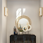 Золотое настенное круглое зеркало Golden Orbit варинант исполнения - 2 | Loft Concept в Саратове