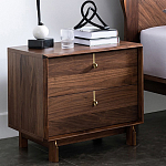 Прикроватный деревянный столик с ящиками Moon Walnut Furniture варинант исполнения - 1 | Loft Concept в Саратове