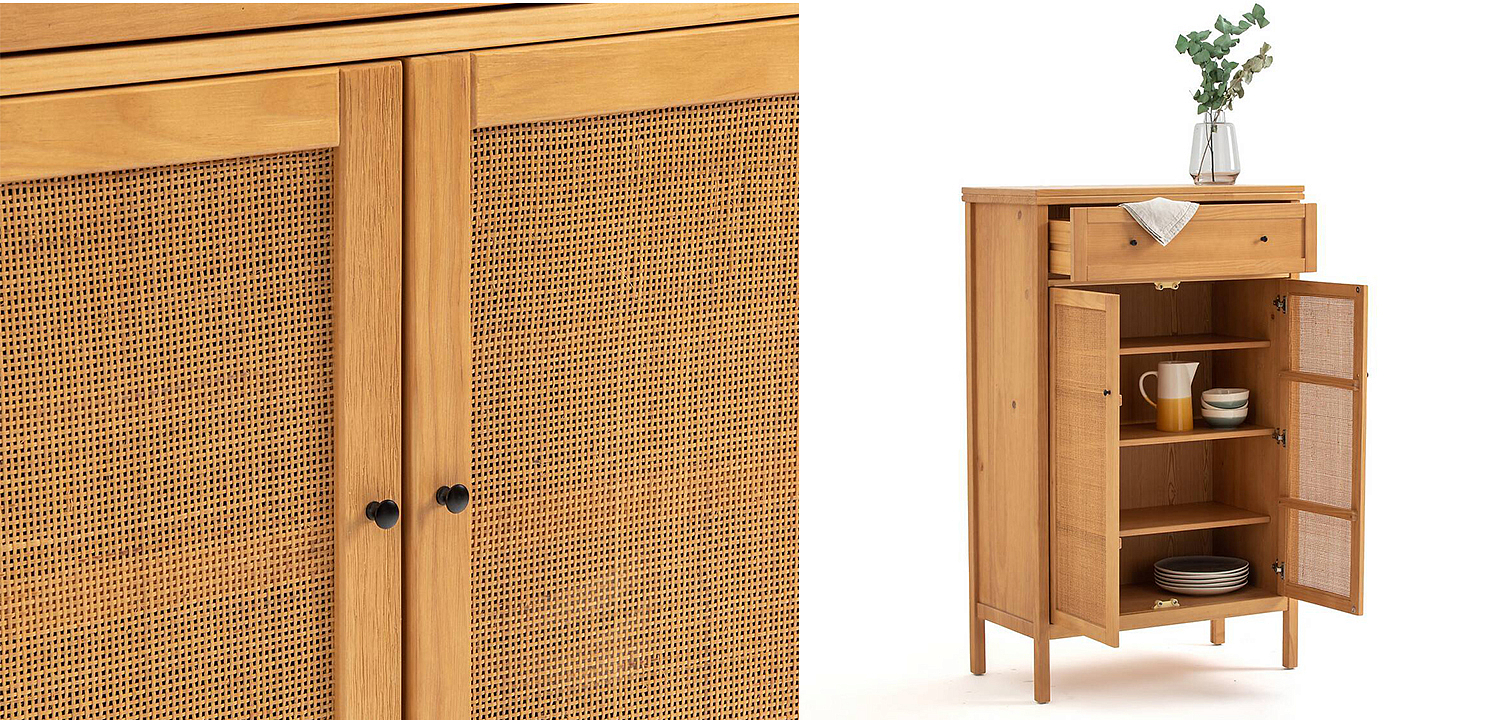 Комод в скандинавском стиле с плетеными дверцами Niels Wicker 3 drawers Комод в скандинавском стиле с плетеными дверцами Niels Wicker 3 drawers - Loft-Concept в Саратове