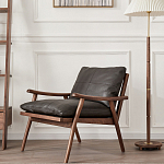 Кресло c каркасом из массива дерева и мягкой кожаной обивкой Walnut Armchair варинант исполнения - 11 | Loft Concept в Саратове