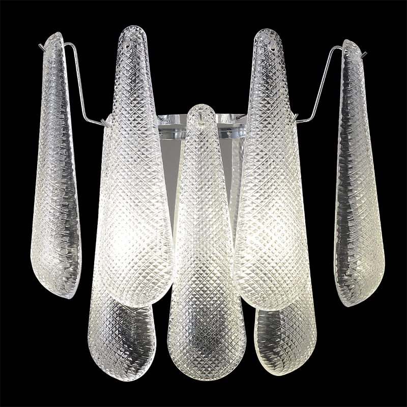 Бра с подвесками из рифленного стекла в форме капель на основании цвета хром Textured Glass Прозрачное Стекло Хром Бра с подвесками из рифленного стекла в форме капель на основании цвета хром Textured Glass Прозрачное Стекло Хром в Саратове | Loft Concept
