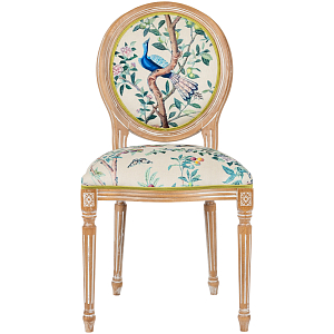 Стул из массива бука бежевый с изображением птиц в саду Beige Green Chinoiserie Blue Bird Chair