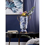 Ваза с бронзовыми ручками и синим цветочным узором Blue & White Ornament варинант исполнения - 5 | Loft Concept в Саратове