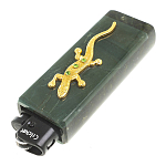 Зажигалка газовая из натурального камня Офиокальцит с декоративной металлической вставкой в виде ящерицы Metal Stone Lighters варинант исполнения - 2 | Loft Concept в Саратове