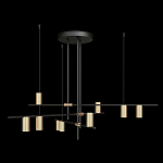 Люстра с 9-ю цилиндрическими плафонами цвета латунь TRIBES CHANDELIER варинант исполнения - 1 | Loft Concept в Саратове