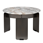 Столик журнальный с круглой мраморной столешницей на трех опорах Marble Stone Drawing варинант исполнения - 1 | Loft Concept в Саратове