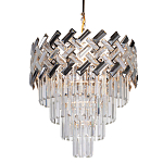 Люстра многоярусная с переплетенными металлическими элементами черного и золотого цвета и прозрачными хрустальными подвесками Empire Chandelier Crystal варинант исполнения - 1 | Loft Concept в Саратове