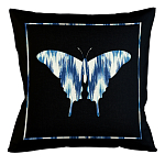 Подушка декоративная бабочка с синим узором Ikat Pattern варинант исполнения - 1 | Loft Concept в Саратове