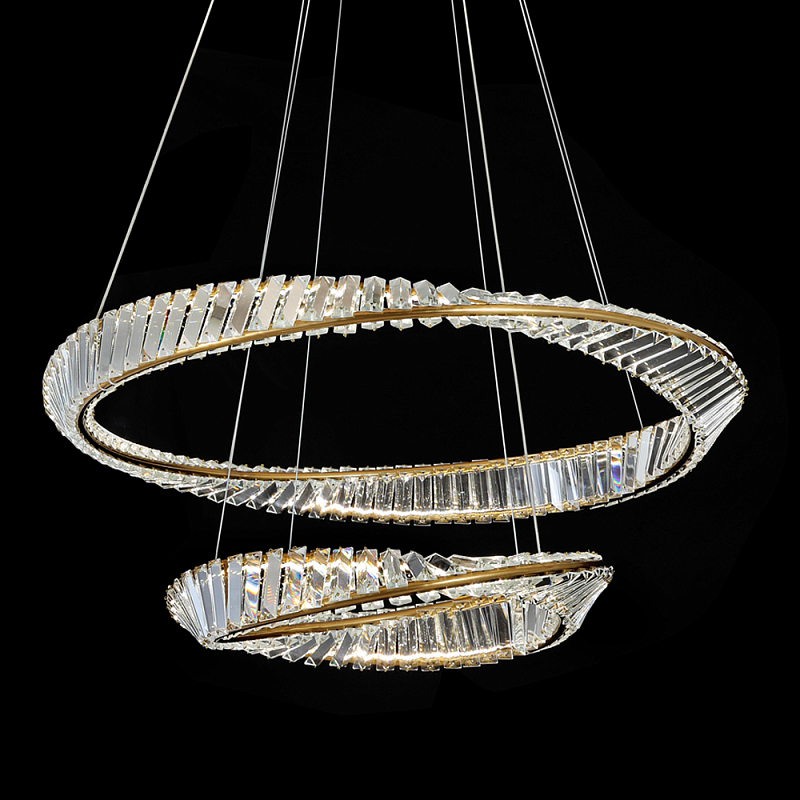 Люстра подвесная из 2-х колец Round Air Chandelier Бронза Прозрачный Люстра подвесная из 2-х колец Round Air Chandelier Бронза Прозрачный в Саратове | Loft Concept