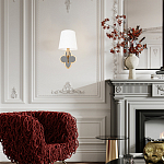 Бра с белым текстильным абажуром и фигурным основанием с зеркальной вставкой Vitorino варинант исполнения - 7 | Loft Concept в Саратове