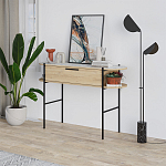 Консоль напольная деревянная с выдвижным ящиком и 2-мя полками со столешницей цвета белый мрамор OTIS CONSOLE OAK варинант исполнения - 3 | Loft Concept в Саратове