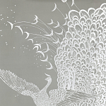 Обои ручная роспись в стиле Арт-деко Whistler Peacocks Special Colourway on Pale Grey dyed silk варинант исполнения - 2 | Loft Concept в Саратове