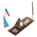 Настольный письменный набор с часами в виде пирамиды из природного камня обсидиана Pyramid of Time варинант исполнения - 2 | Loft Concept в Саратове