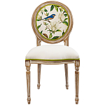 Стул бежевый из натурального бука с изображением птиц и цветов Blooming Blue Birds варинант исполнения - 1 | Loft Concept в Саратове