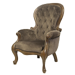 Кресло с мягкой обивкой из коричневого велюра на 4-х деревянных ножках Evelyn Classical Armchair варинант исполнения - 3 | Loft Concept в Саратове