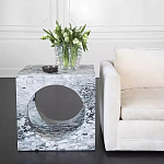 Дизайнерский журнальный стол квадратной формы с круглой нишей Guxawar варинант исполнения - 1 | Loft Concept в Саратове