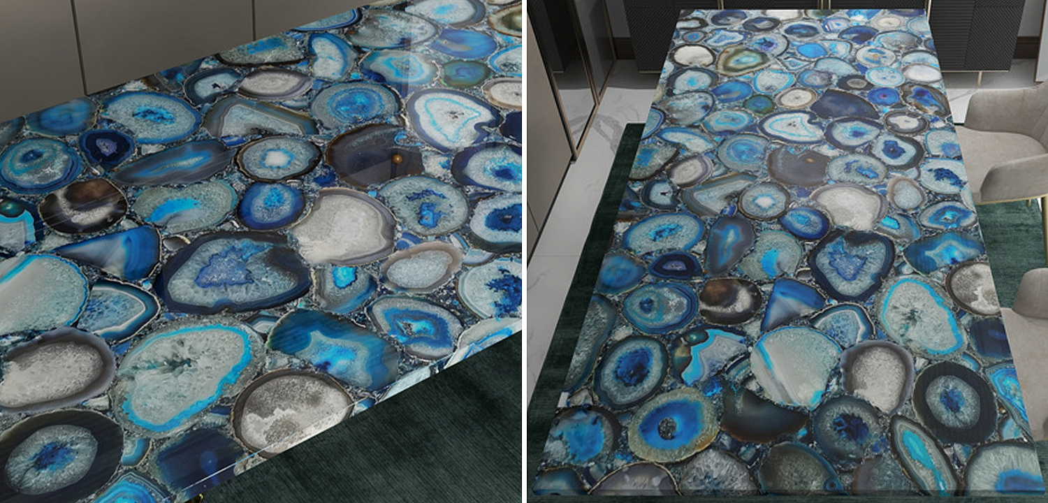 Обеденный стол Agate Design Blue Dining Table Обеденный стол Agate Design Blue Dining Table - Loft-Concept в Саратове