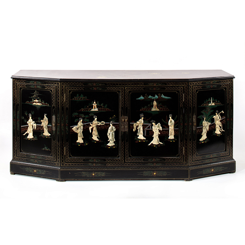 Комод в китайском стиле Chinese Black Chest of Drawers Нидерланды Мульти Черный в Саратове | Loft Concept 