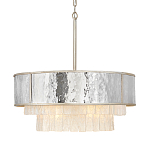 Люстра круглая с подвесками из текстурированного стекла молочного цвета Hinkley варинант исполнения - 1 | Loft Concept в Саратове