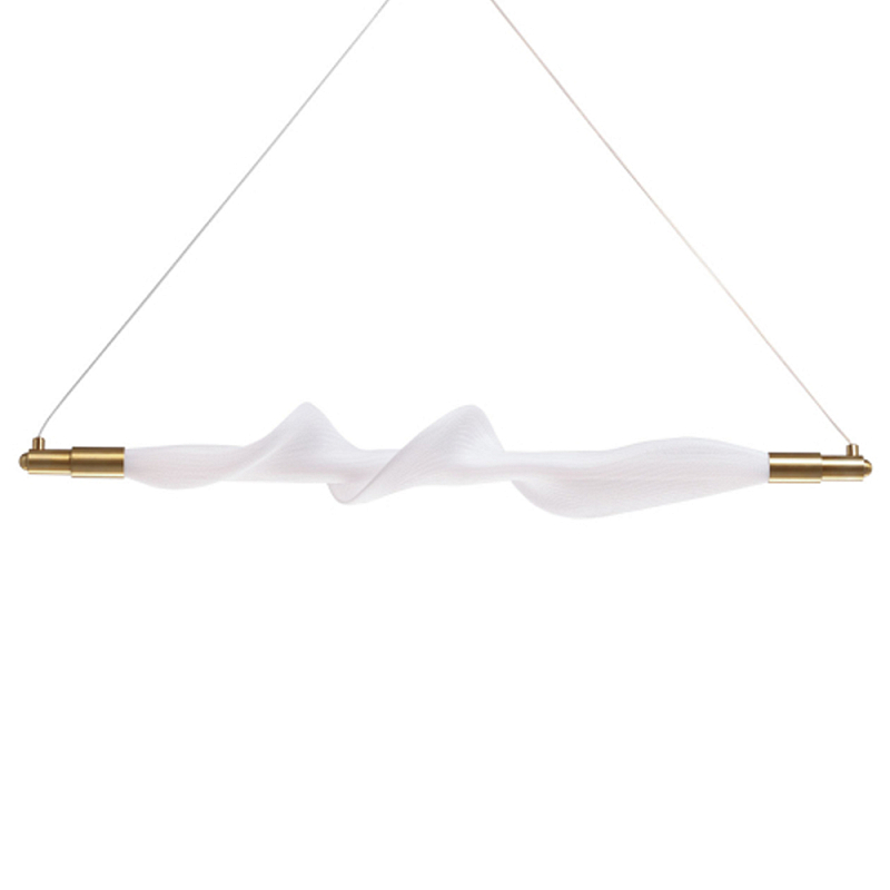Люстра горизонтальная с волнистым белым плафоном Golden Swirl Белый Латунь в Саратове | Loft Concept 