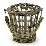 Кашпо стеклянное в плетёной корзине Timber варинант исполнения - 2 | Loft Concept в Саратове