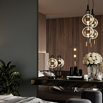 Настольная лампа черного цвета с круглым прозрачным стеклянным плафоном Virelia  варинант исполнения - 2 | Loft Concept в Саратове