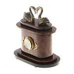 Часы настольные из натурального камня с декором в виде двух лебедей Swans Stone Clock варинант исполнения - 6 | Loft Concept в Саратове