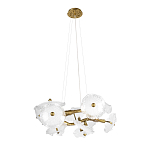 Люстра подвесная круглая с ветвистыми бронзовыми элементами и стеклянными рифлеными дисками Textured Glass Chandelier варинант исполнения - 3 | Loft Concept в Саратове