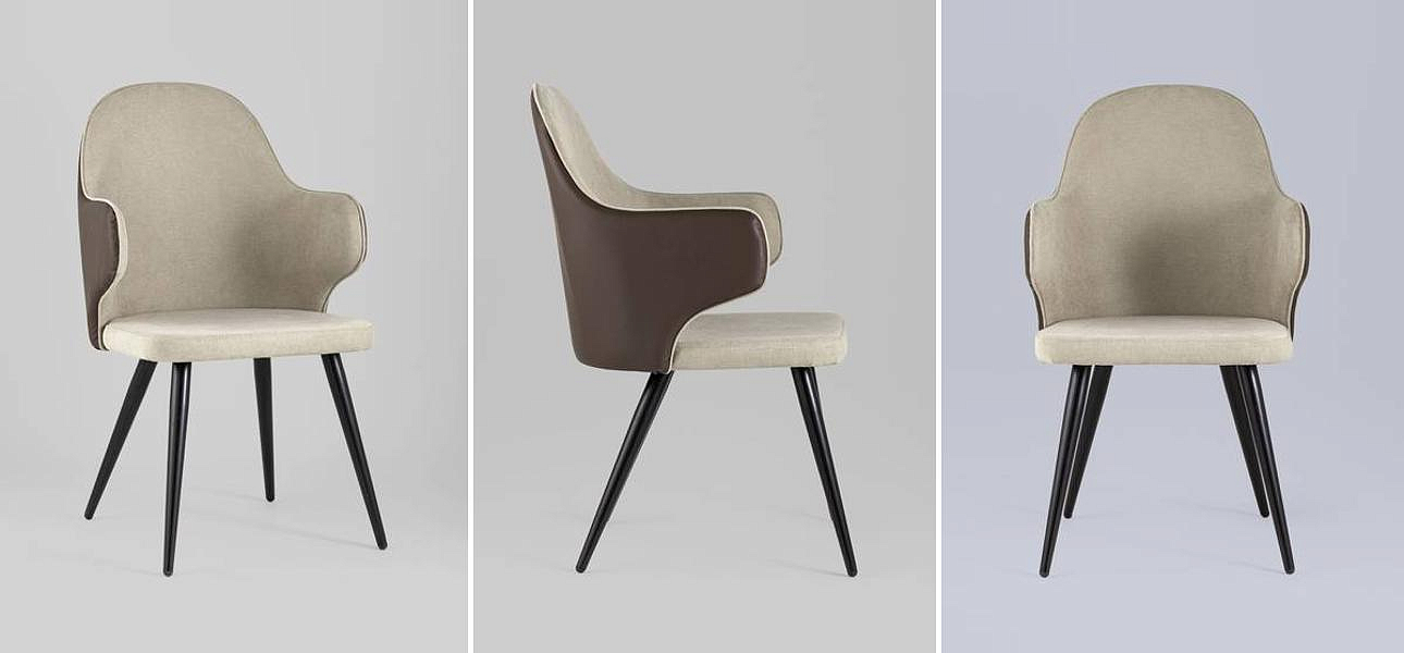 Стул Miruna Fabric and Leather Chair с Подлокотником Стул Miruna Fabric and Leather Chair с Подлокотником - Loft-Concept в Саратове