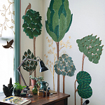 Обои ручная роспись Mughal Trees Original colourway on linen варинант исполнения - 1 | Loft Concept в Саратове