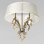 Люстра подвесная круглая с тканевым полупрозрачным абажуром и подвесками 4 лампы Gilded Elegance варинант исполнения - 4 | Loft Concept в Саратове