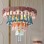 Люстра круглая с декором из разноцветных элементов в виде листьев Changing Seasons варинант исполнения - 11 | Loft Concept в Саратове