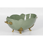 Чаша зеленого цвета из фарфора с волнообразным краем Eden Garden porcelain and bronze варинант исполнения - 1 | Loft Concept в Саратове