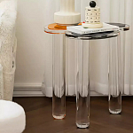 Дизайнерский журнальный стол с фигурной столешницей на 3-х прозрачных ножках Rahakif варинант исполнения - 2 | Loft Concept в Саратове