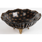 Блюдо черного цвета из фрафора на бронзовых ножках Eden Garden porcelain and bronze варинант исполнения - 2 | Loft Concept в Саратове